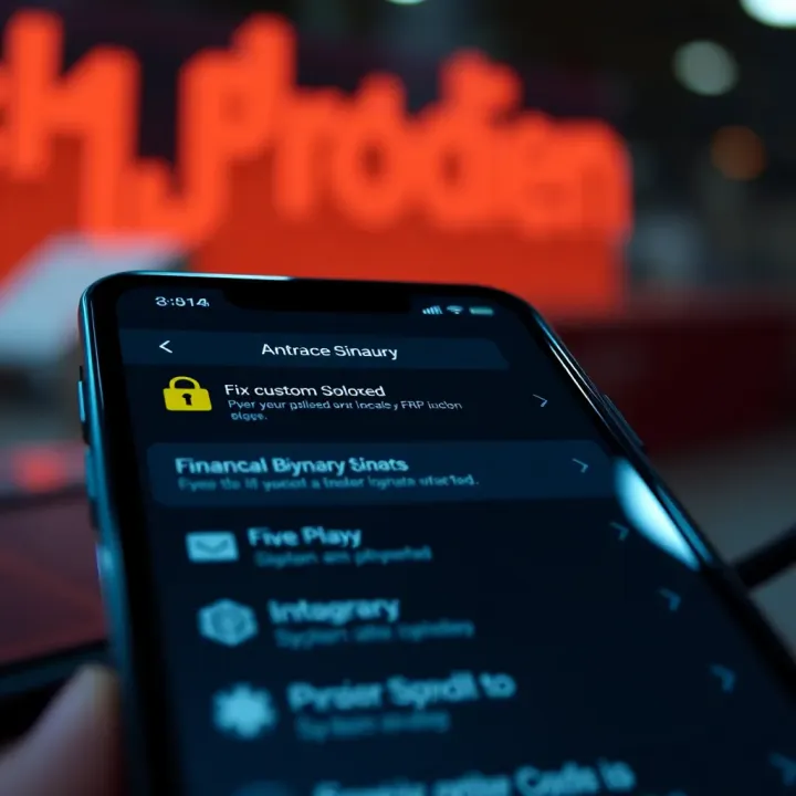Android device with a software interface showing options to bypass FRP lock