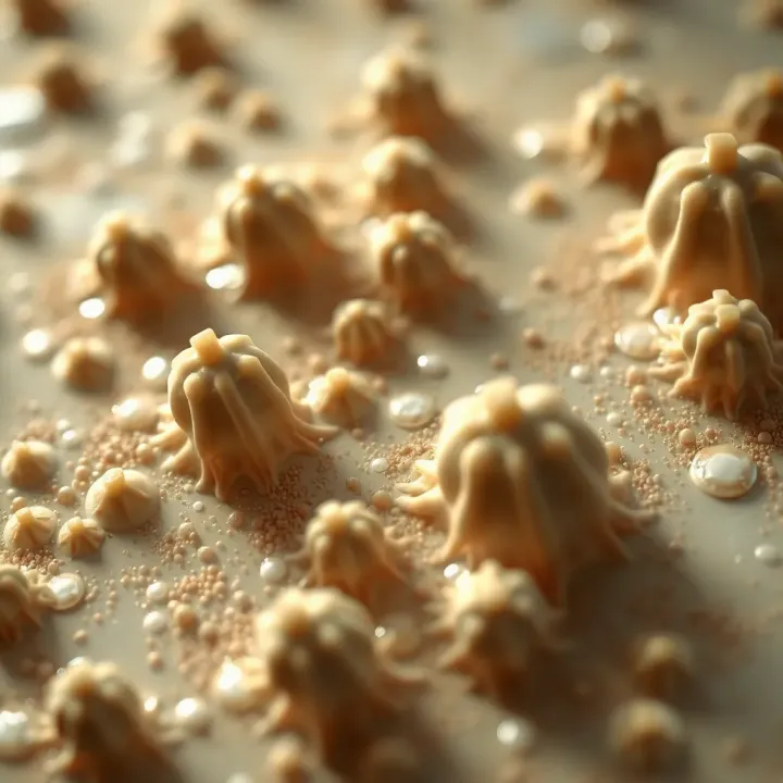 Bacterial colonies growing on a nutrient surface demonstrating rapid multiplication