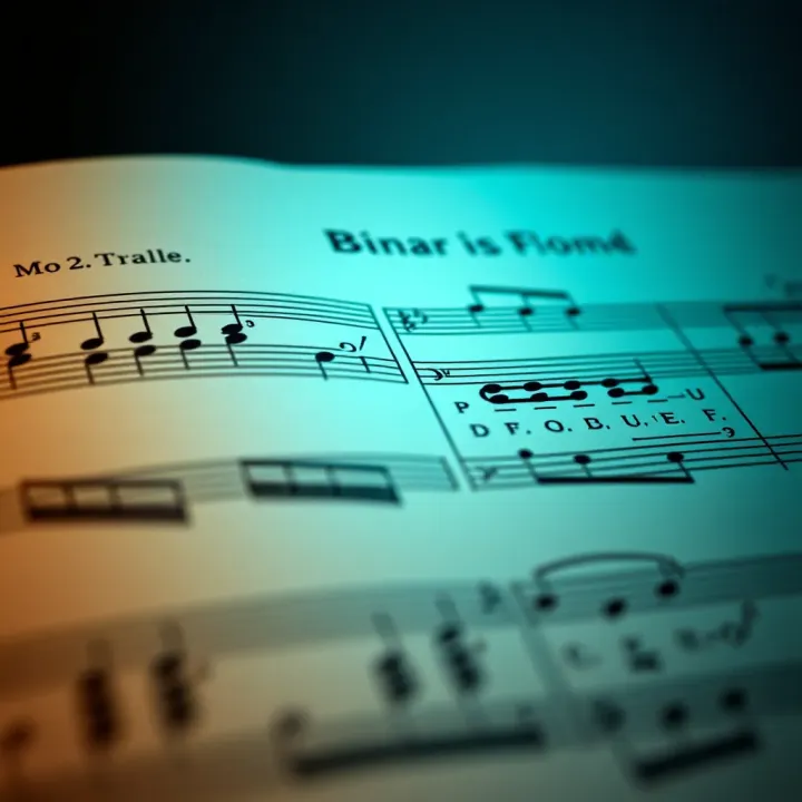 Musical score excerpt showing thematic material divided into two distinct parts characteristic of binary form