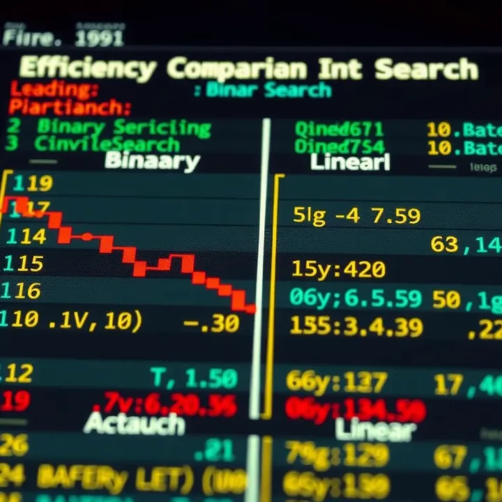 Comparison chart highlighting efficiency differences between binary search and linear search methods