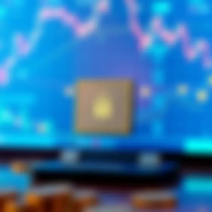 Secure online trading concept showing digital lock and currency symbols on a blue background