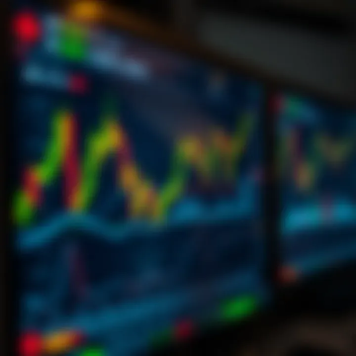 Forex trading platform interface showing currency charts and market data on screen