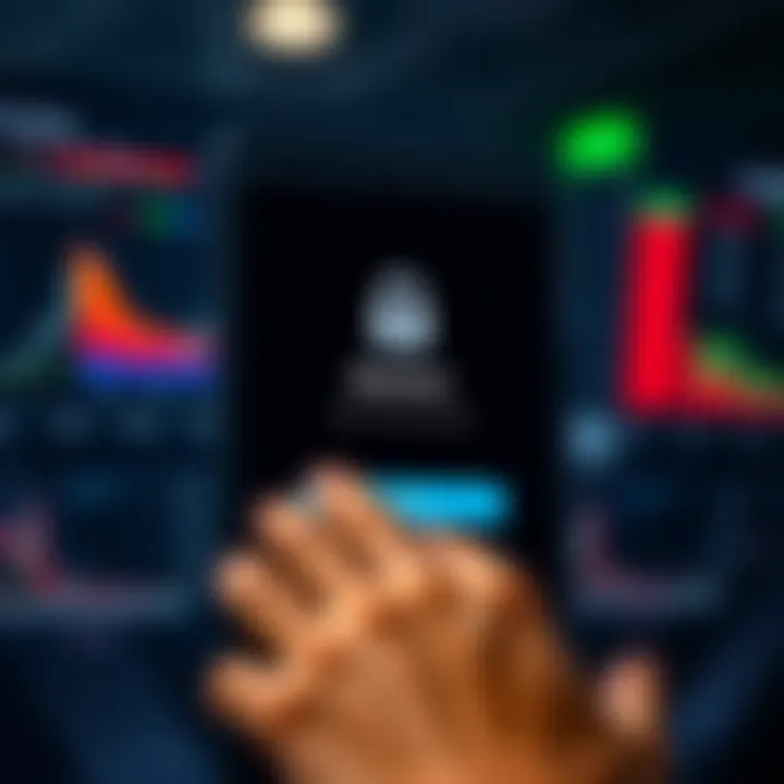 Secure login screen with biometric authentication for a financial trading platform