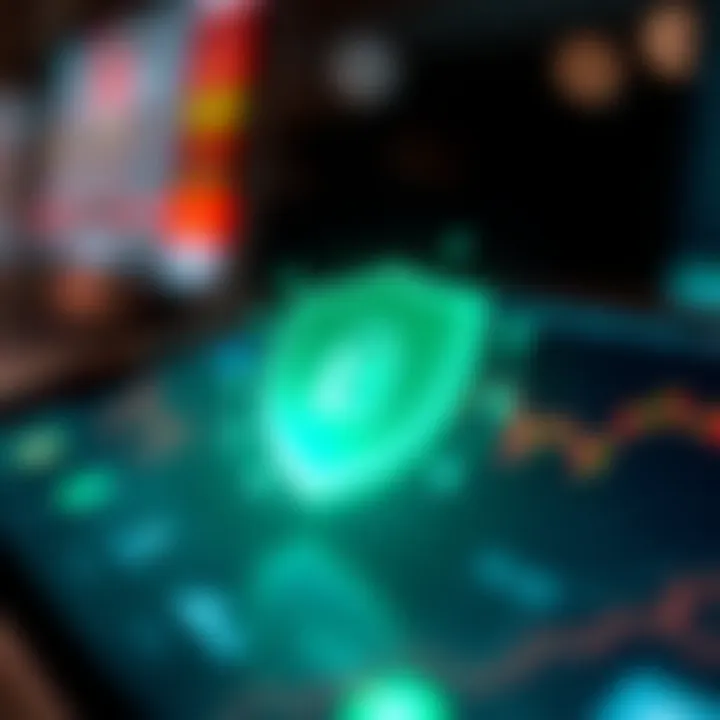 Illustration of security shield symbolizing protection of financial data in mobile trading apps