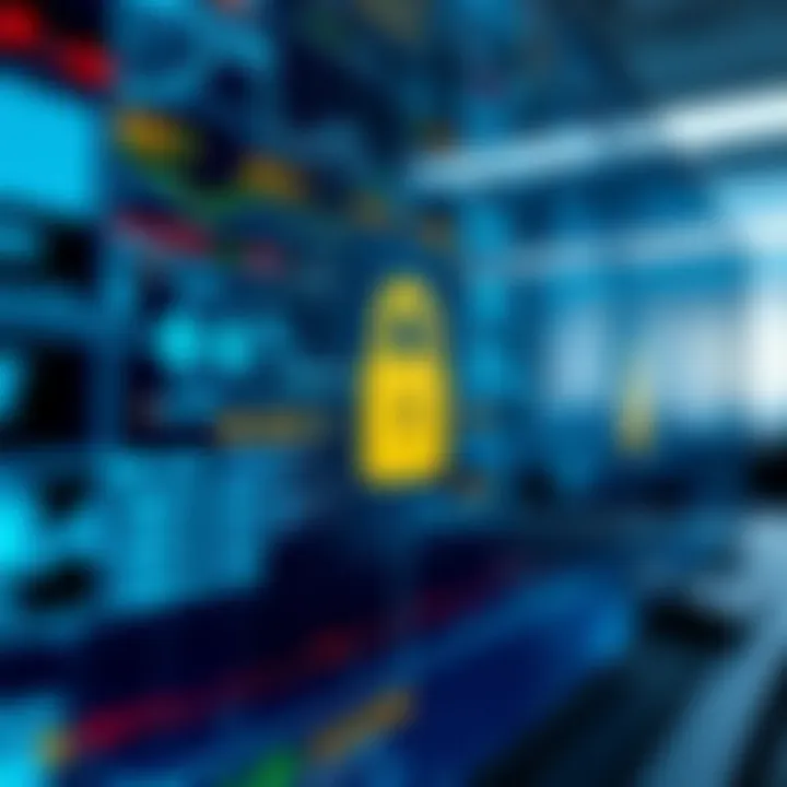 Visual representation of cybersecurity strategies protecting sensitive data within a business network environment