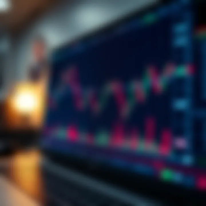 Graph showing binary trading strategy with market trend lines and indicators