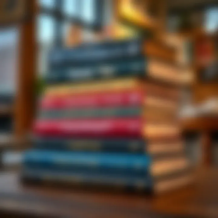 Stack of essential forex trading books with charts and currency symbols on the cover