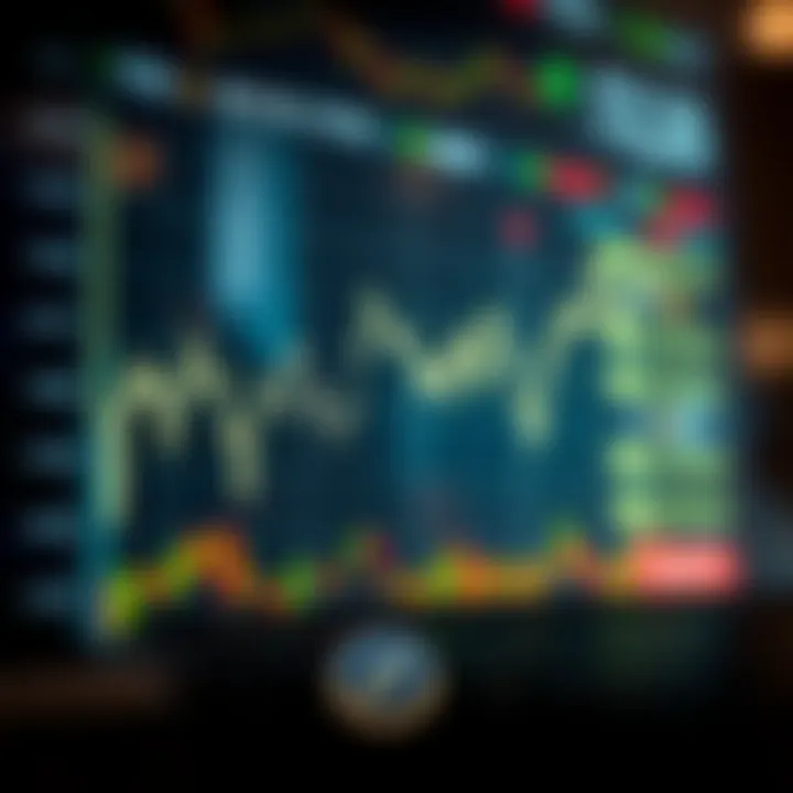 Graph showing currency exchange rates fluctuating over time