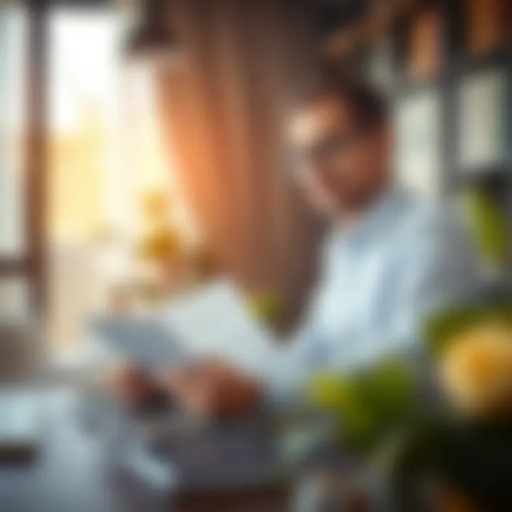 Illustration of a forex trader studying charts and notes with a laptop in a home office