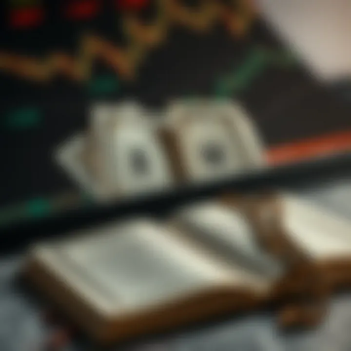 Shariah-Compliant Forex Trading with Quran Guidance Currency exchange symbols with a Quran and prayer beads representing Shariah-compliant forex trading