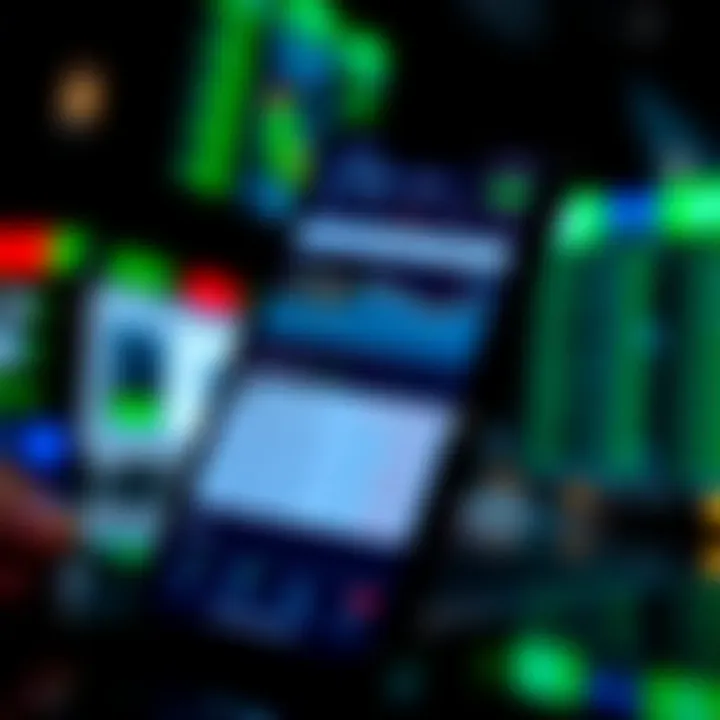 User Interface of a Pakistan Trading Application Mobile phone displaying a user-friendly interface of a Pakistan stock trading application showing market data and investment options