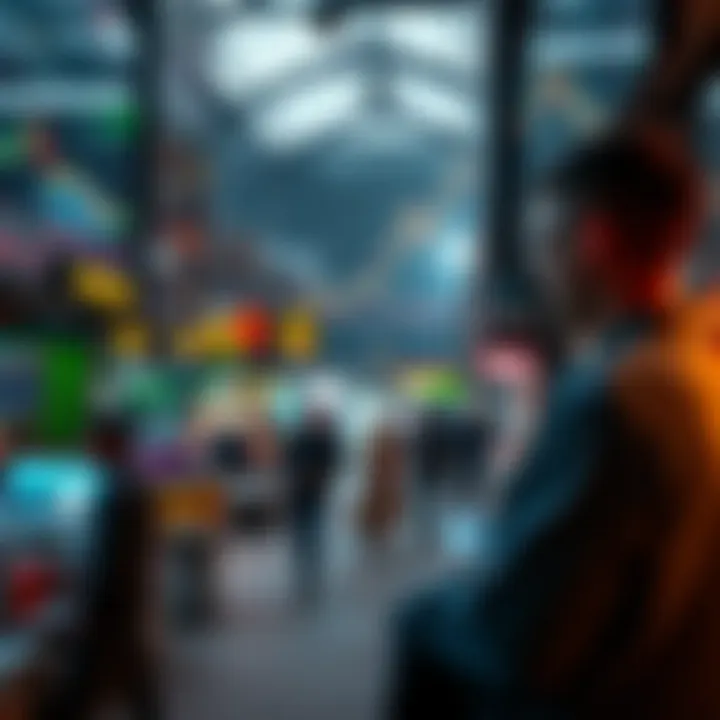 Pakistani market scene with financial charts and symbols indicating binary trading and Islamic guidance