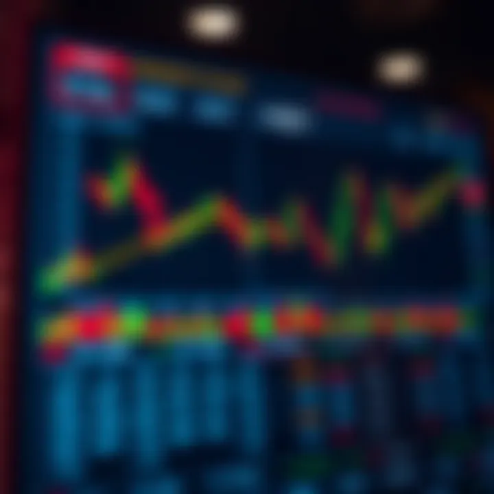 Illustration of a digital forex trading platform displaying currency pairs and price charts
