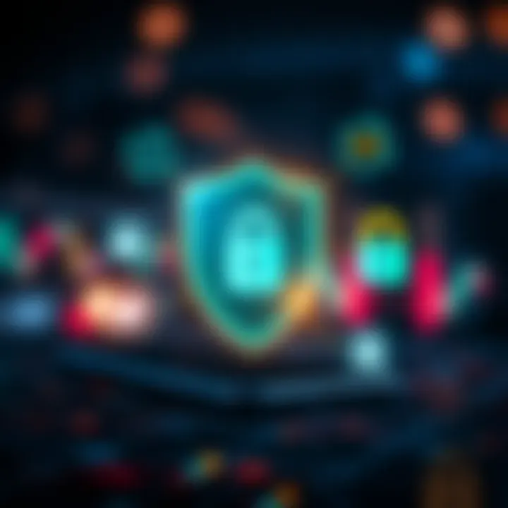 Security Features in Pakistan Trading Applications Graphic illustration of digital security features with shield and lock icons representing protection measures for trading apps in Pakistan