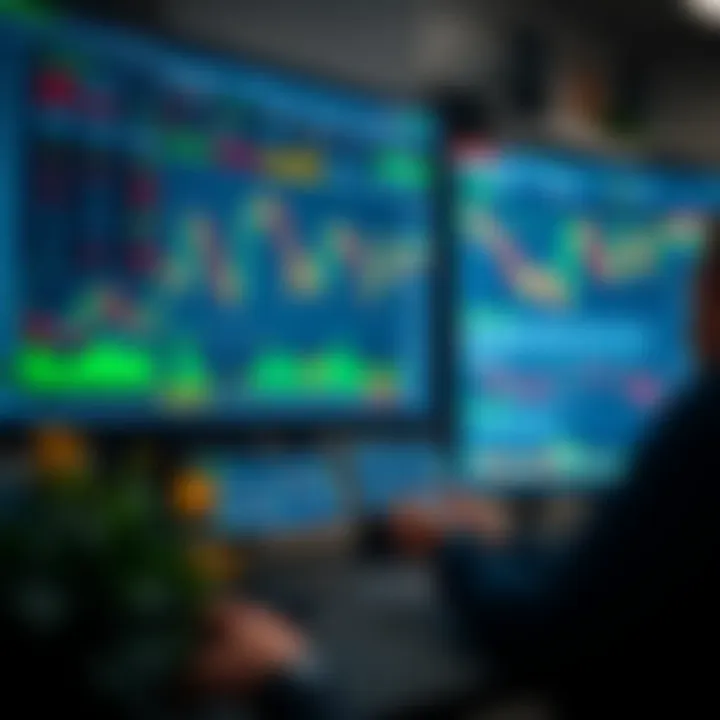 Trading platform showing binary options interface with charts and trading options
