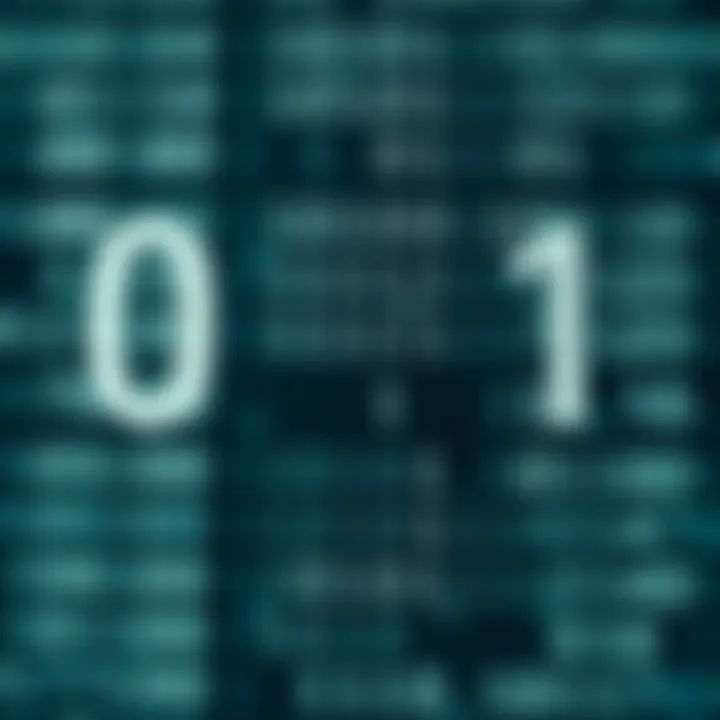 Diagram illustrating the binary numbering system with alternating zero and one digits