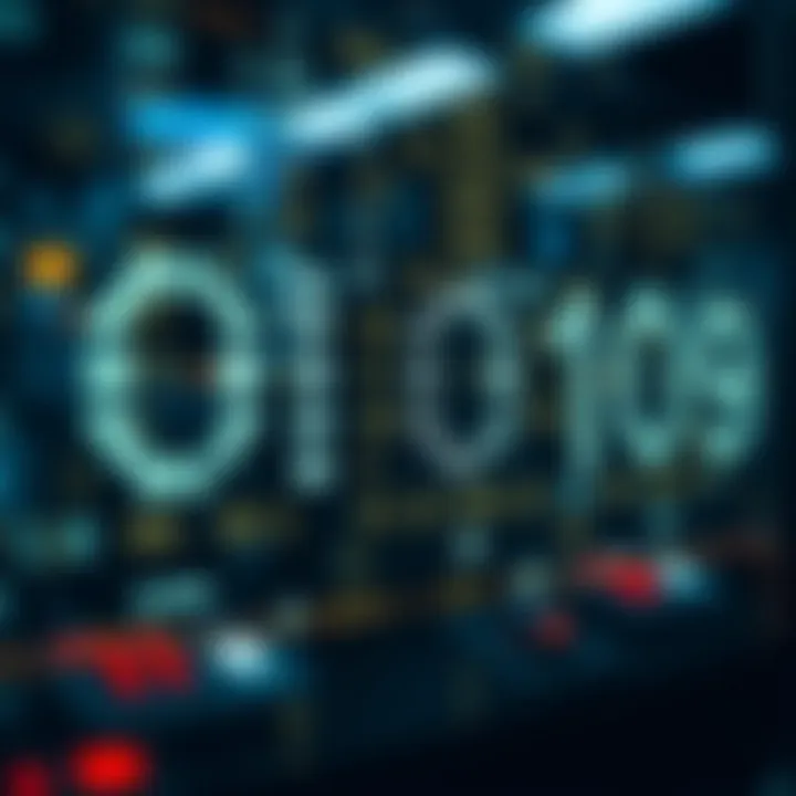 Binary Code in Modern Digital Technology Conceptual graphic showing binary code integrated with digital devices and technology