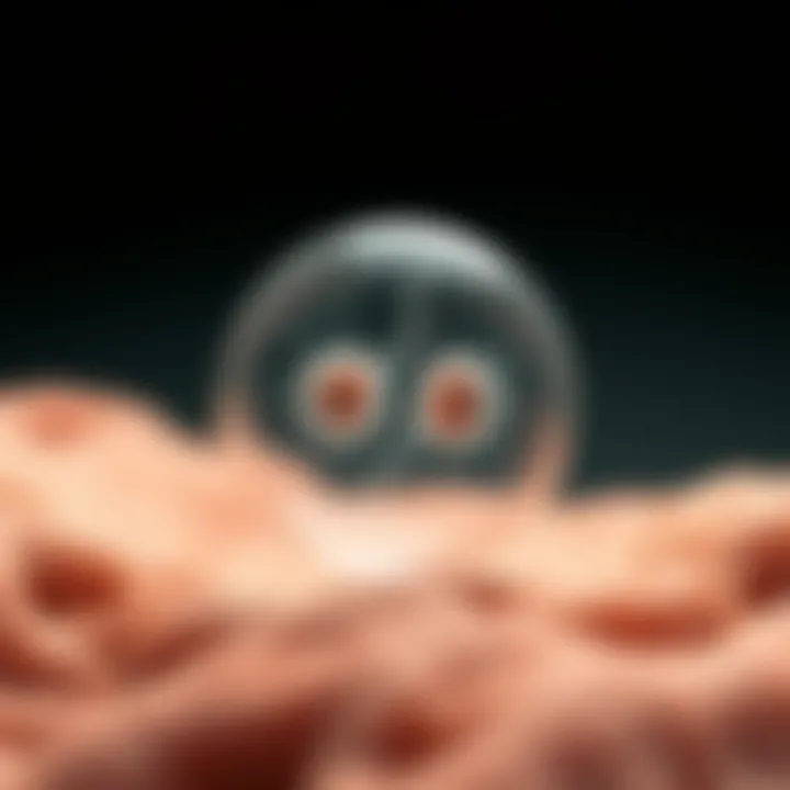 Diagram showing the division of a single amoeba cell into two daughter cells