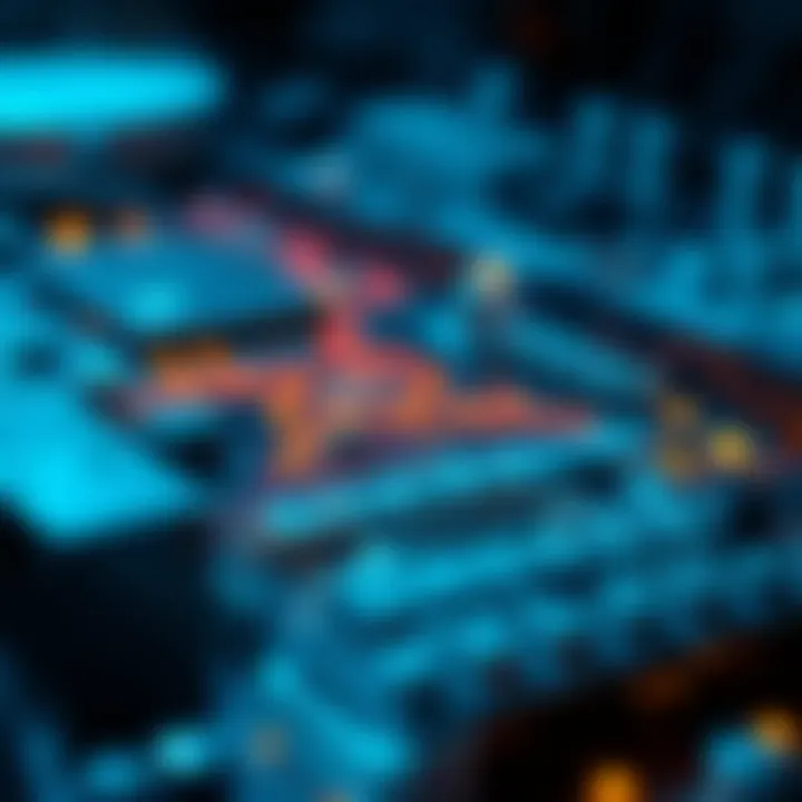 Illustration showing binary code flow within computer hardware components