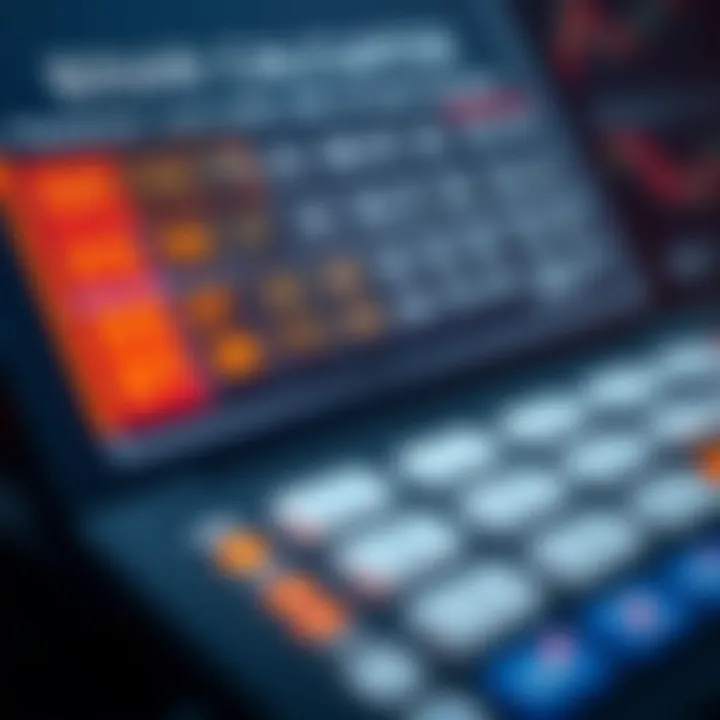Diagram showing the structure and layout of a binary number calculator interface with highlighted binary digits and calculation buttons