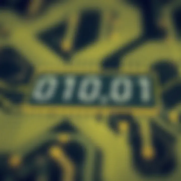 Diagram showing binary digits representing data within computer circuits