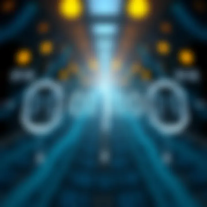 Diagram illustrating binary digits with zeros and ones connected to represent digital logic