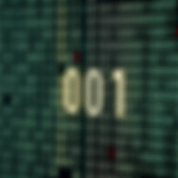 Illustration showing the binary number system with digits zero and one arranged in columns