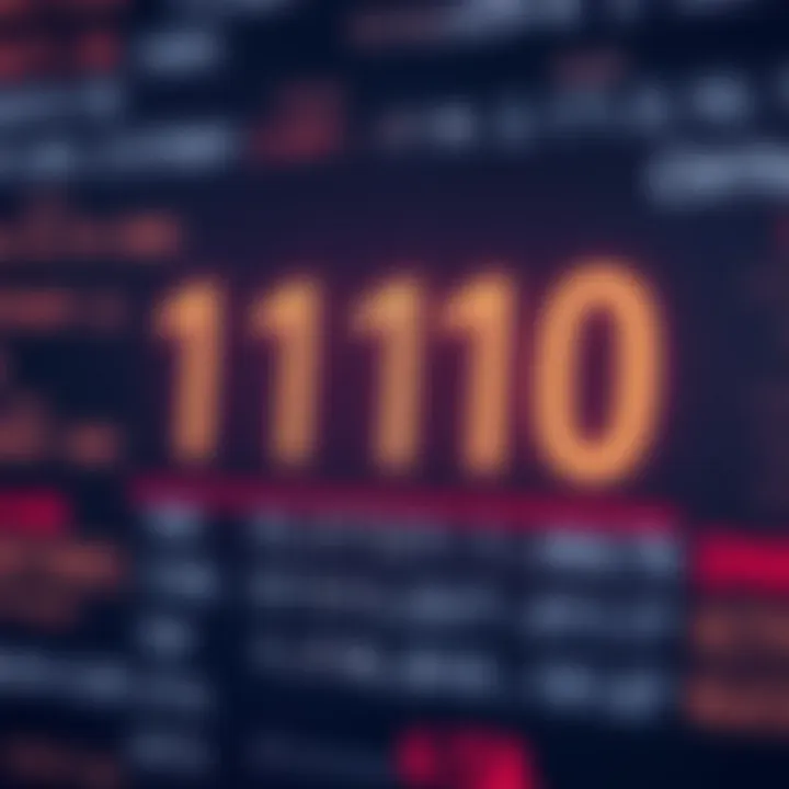 Diagram showing binary digits and their place values in a computing context