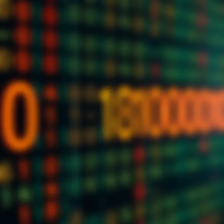 Diagram illustrating the binary numbering system with a series of zeros and ones arranged in a sequence