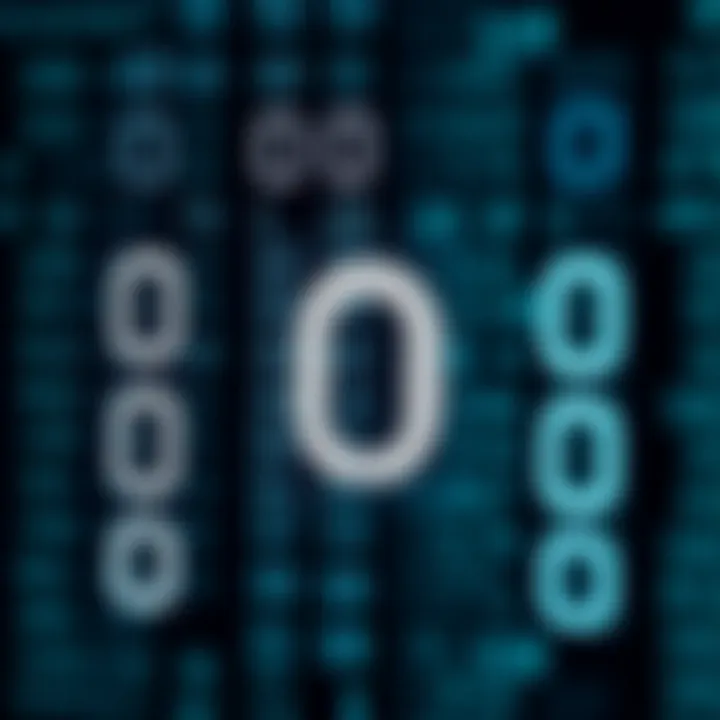 Diagram illustrating the binary number system with digits zero and one symbolizing data representation