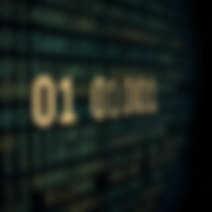 Visual representation of a binary sequence being decoded into readable English text via a software tool