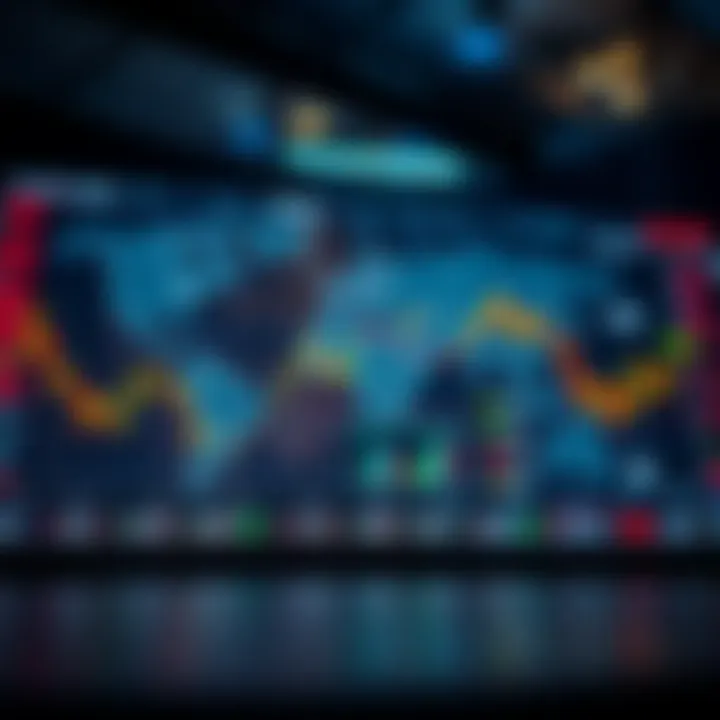 Visualization of factors influencing forex trading volume including global markets and currency pairs