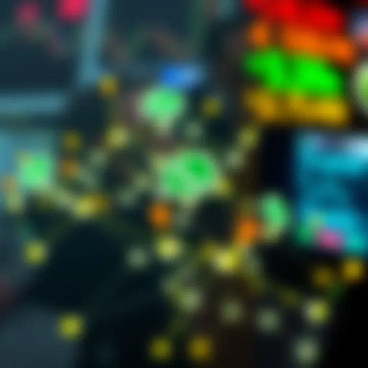 A digital depiction of interconnected nodes symbolizing a network of Forex traders sharing information