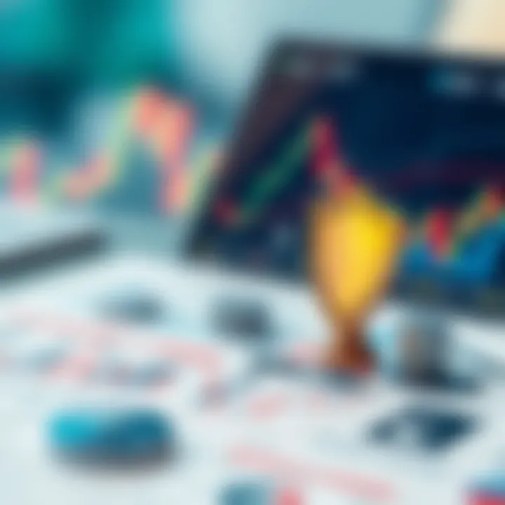 Conceptual illustration of risk management in forex trading featuring charts, graphs, and protective shield icons