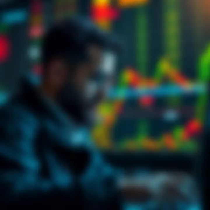 Illustration of a trader analyzing market news and economic indicators for forex decisions
