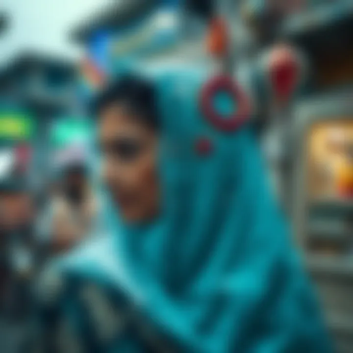 Conceptual art showing cultural elements intertwined with non-binary identity symbols relevant to Pakistan