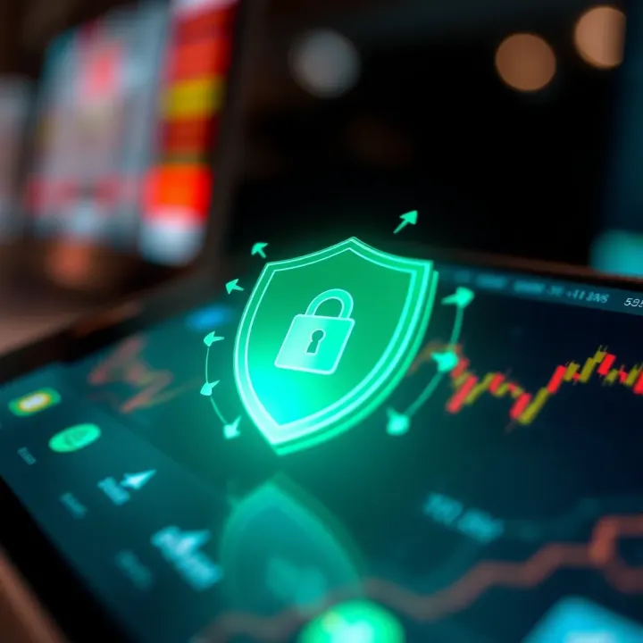 Illustration of security shield symbolizing protection of financial data in mobile trading apps