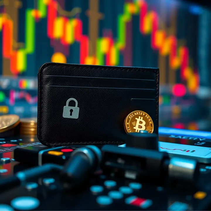 Secure digital wallet with blockchain icons representing safety measures in crypto trading