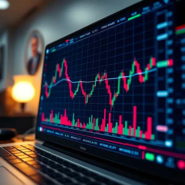 Graph showing binary trading strategy with market trend lines and indicators