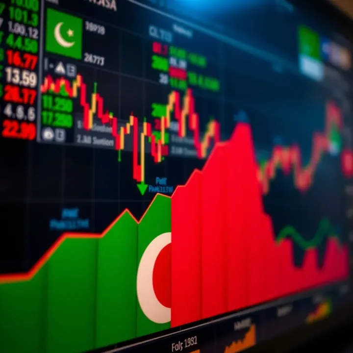 Graph showing upward trends with Pakistani flag colors representing forex trading growth