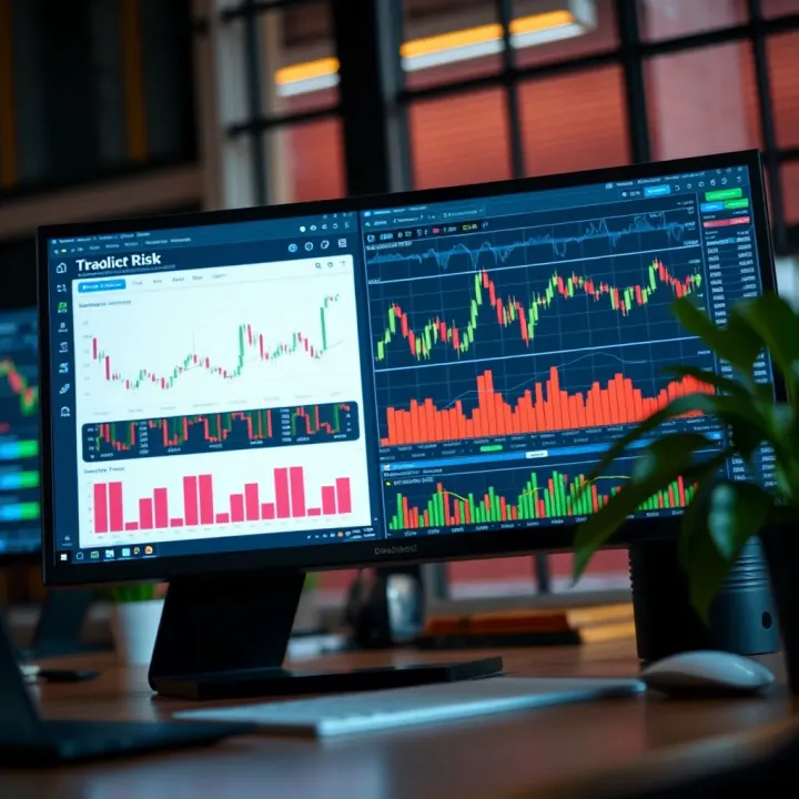 Financial risk analysis with charts and graphs on a computer screen