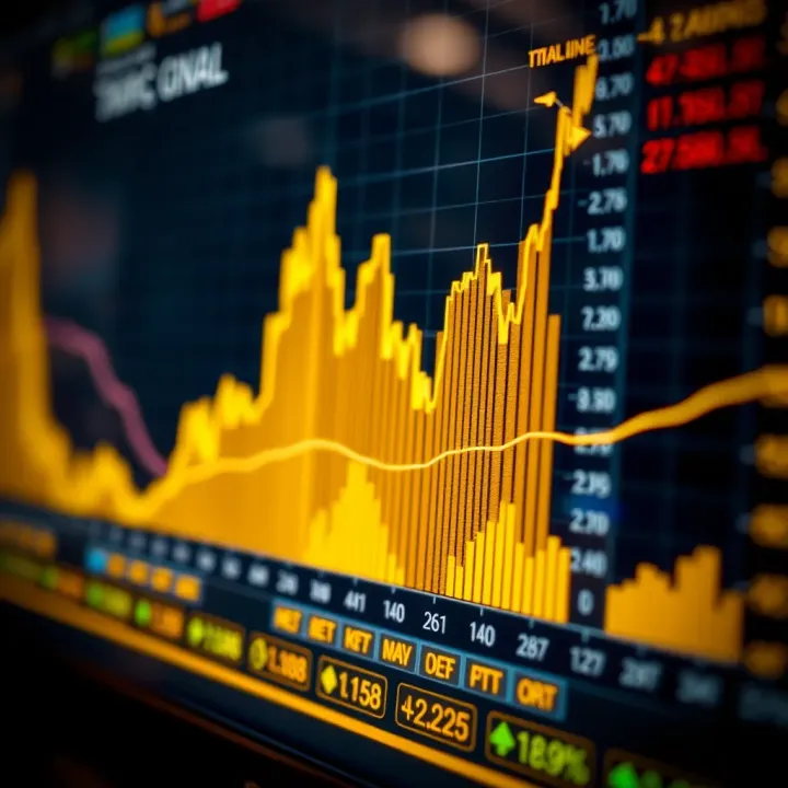 Graph depicting gold price trends with highlighted trading signals and market indicators