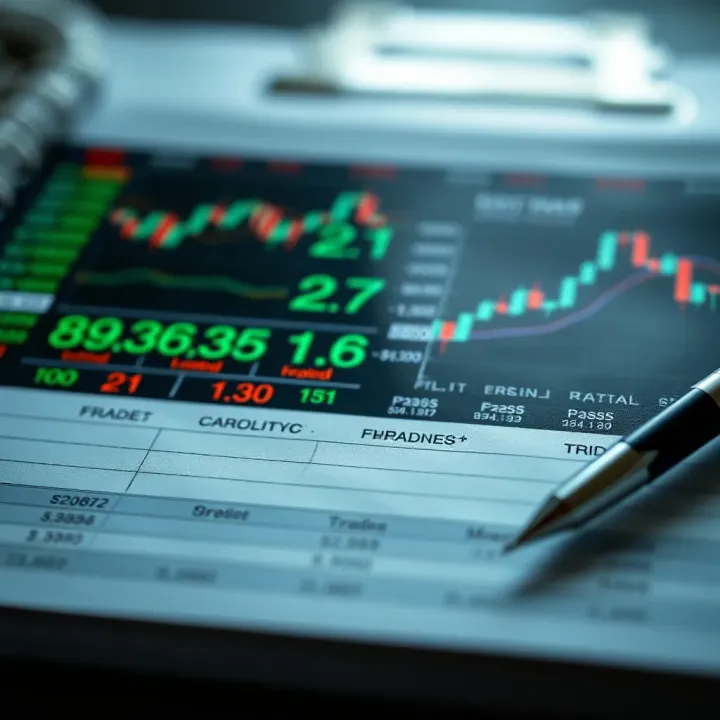 Detailed forex trading log displaying currency pairs, entry and exit points, and profit calculations