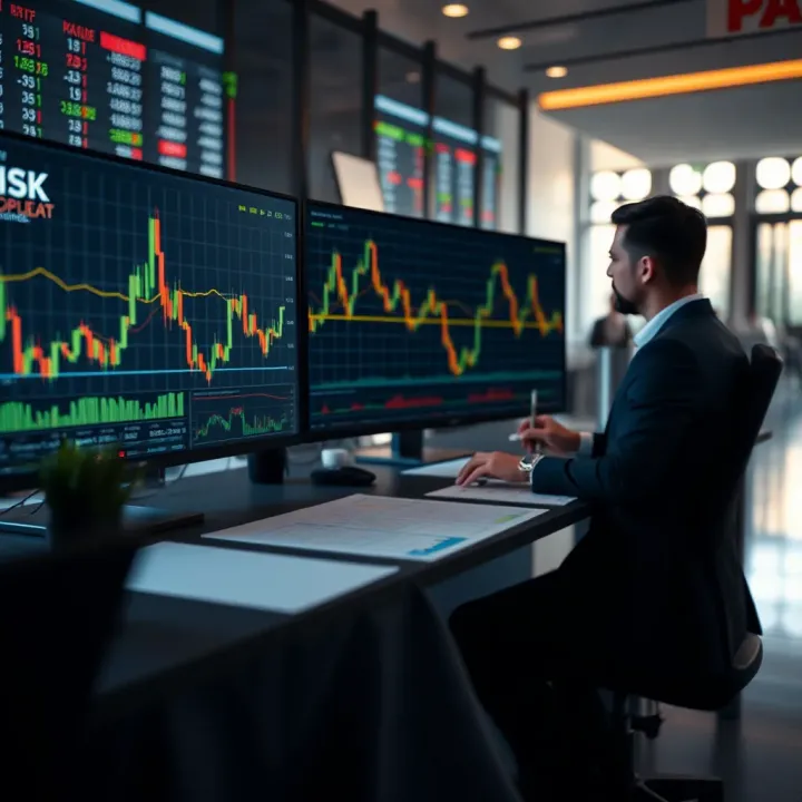 Risk Management Strategies in Business Concept illustrating risk assessment and management in business using charts and analysis tools