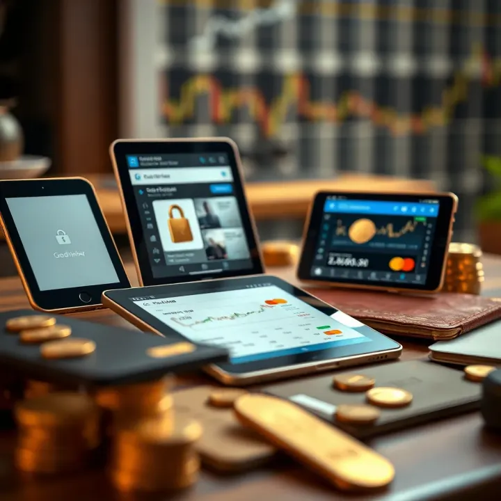 Various devices showing secure payment options and digital wallets for gold investment transactions
