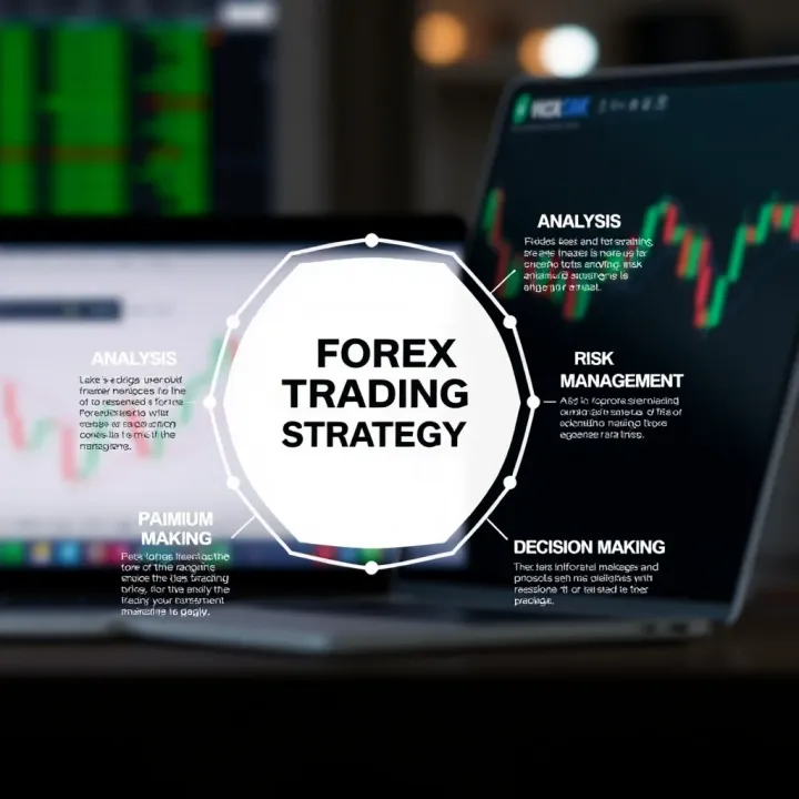 Core Components of a Forex Trading Strategy Graphic showing key elements of forex trading strategy including analysis, risk management, and decision making