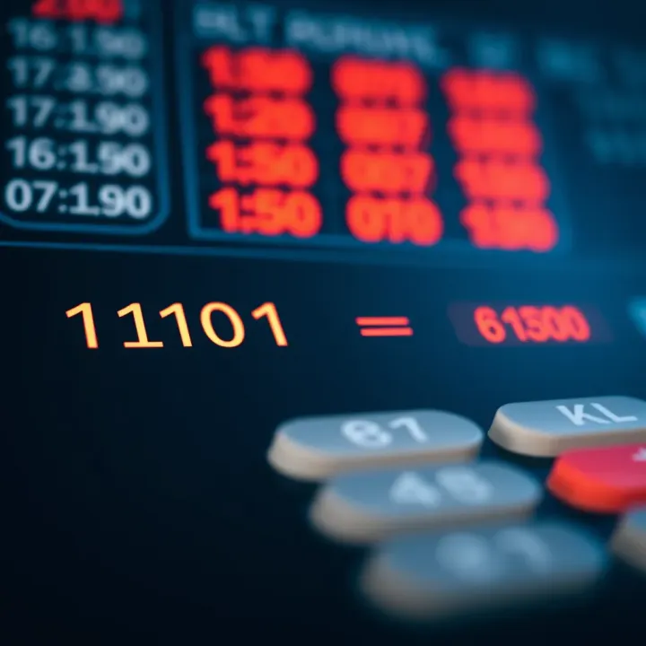 Diagram showing binary numbers being divided using a calculator interface