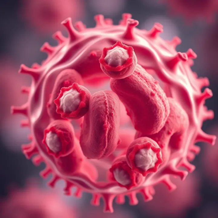 Illustration showing the division of a bacterial cell into two identical cells