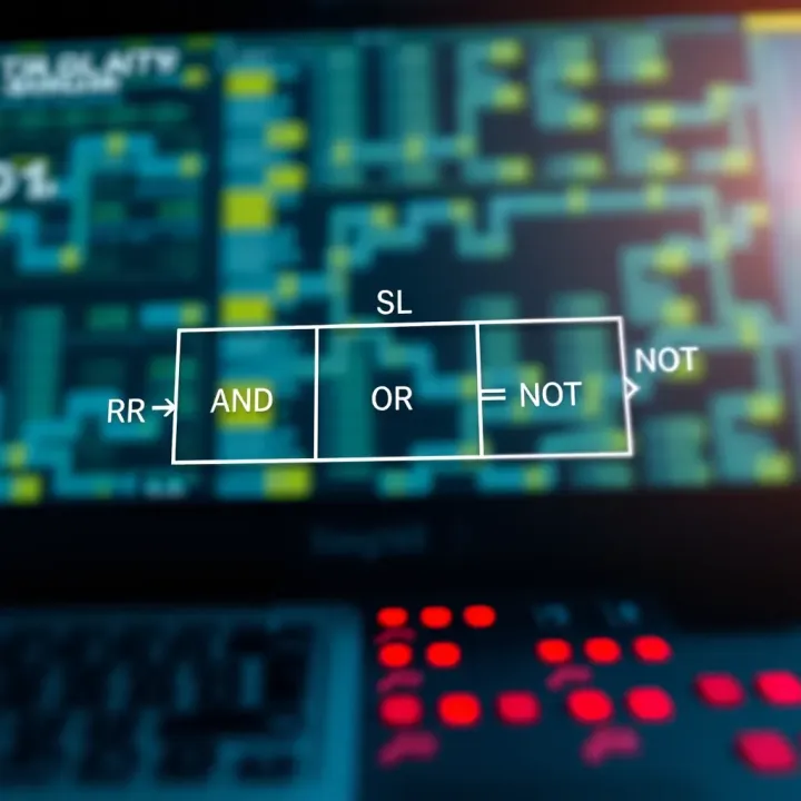 Diagram illustrating binary logic gate functions including AND, OR, and NOT symbols