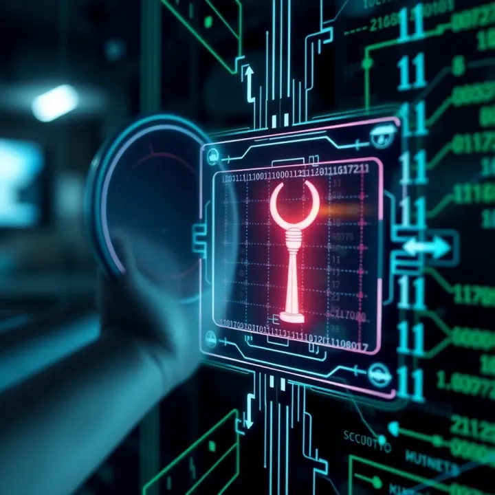 Illustration of security layers protecting digital access with binary encryption methods